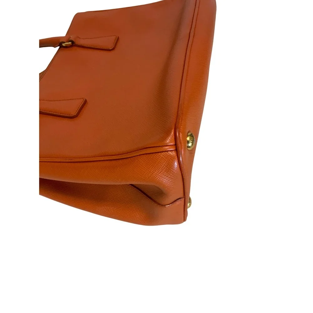 Prada Galleria Saffiano Leather Handbag Orange Gold Hardware Tote Bag BN1874